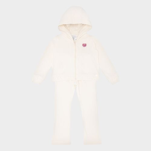 Conjunto Infantil Feminino Plush Lumini com Babados e Bordado - OFF WHITE