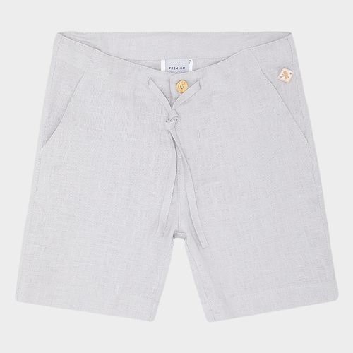 Bermuda Infantil Masculino em Puro Linho com Bolsos - CINZA