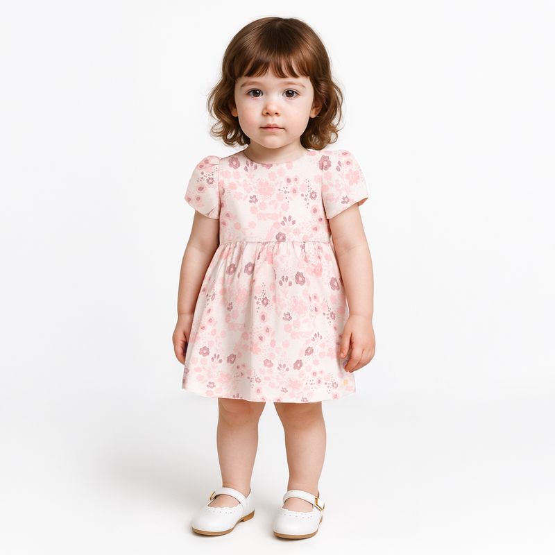 Vestido Bebe Feminino Jacquard Flowers Rose - ROSE_04.01.1091_1048_1