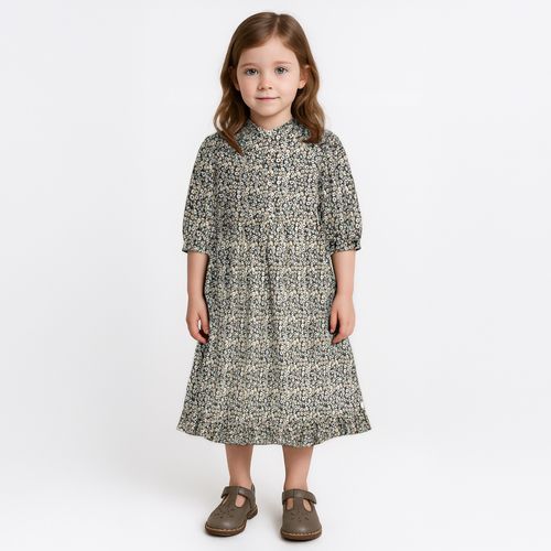 Vestido Infantil Feminino Fio 60 Mil Flores - VERDE