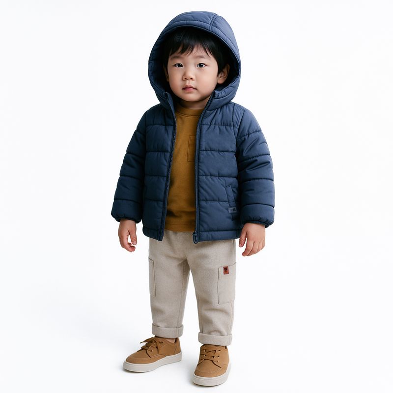 Casaco de Bebe Masculino Matelasse com Capuz - AZUL_02.12.0235_1023_1