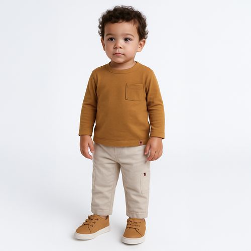Camiseta de Bebê Masculina Manga Longa Malhão - AMARELO