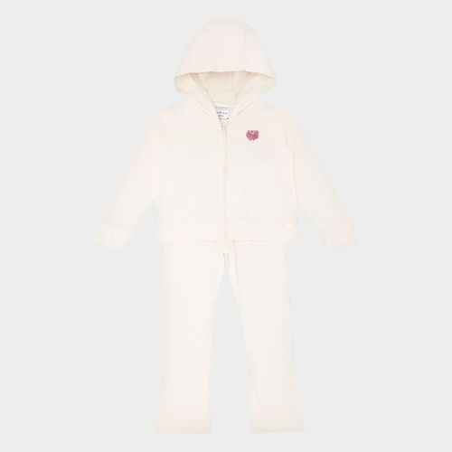Conjunto Infantil Feminino Plush Lumini com Babados e Bordado - OFF WHITE