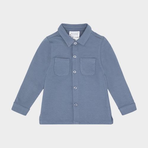 Camisa de Bebê Masculina Manga Longa Malha Pima Twil com Bolso - AZUL