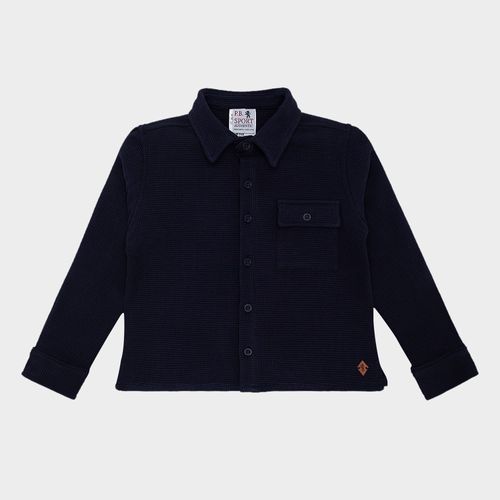 Camisa Infantil Masculina Manga Longa Malha com Bolso - AZUL MARINHO