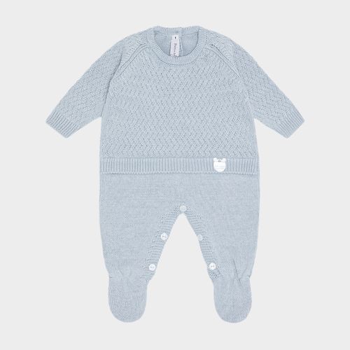 Macacão Bebê Feminino Blusa Falsa Tijolinho - AZUL MESCLA