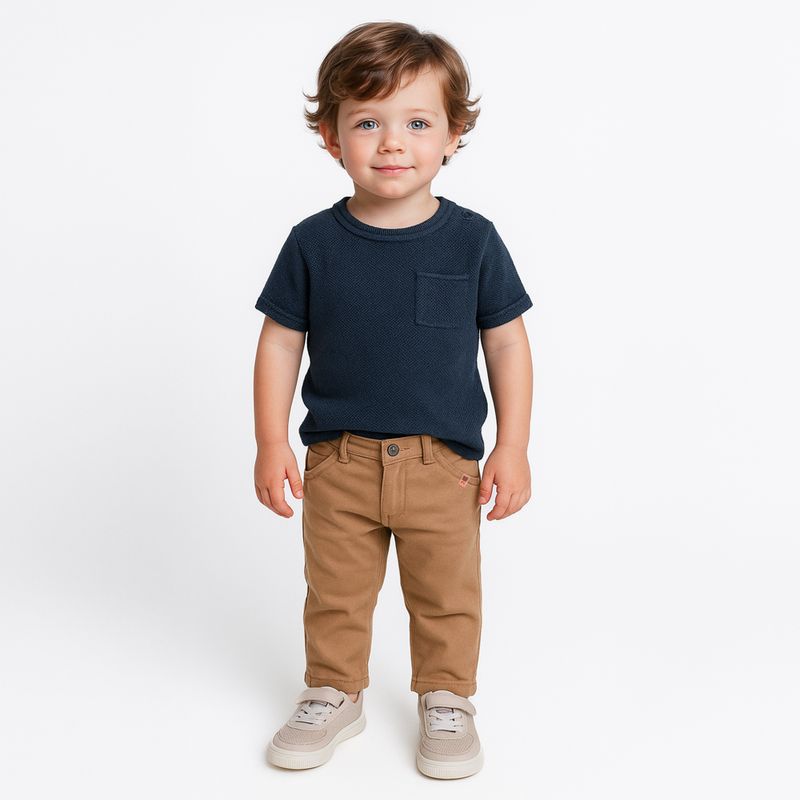 Camiseta de Bebe Masculina Manga Curta Tricot com Bolso - INDIGO BLUE_08.02.0337_1091_1