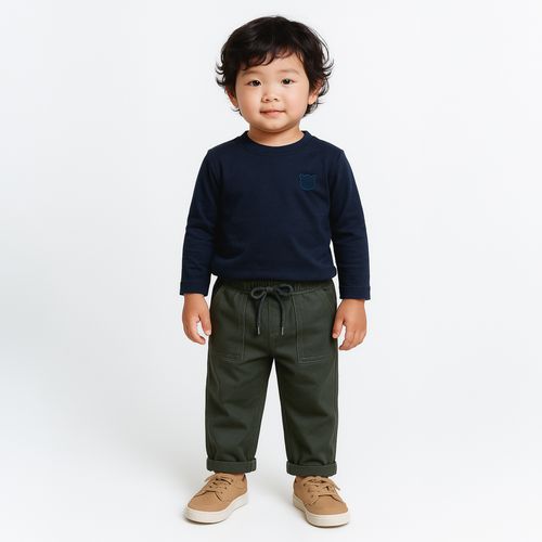 Camiseta Malhão de Bebê Masculina Manga Longa - AZUL MARINHO