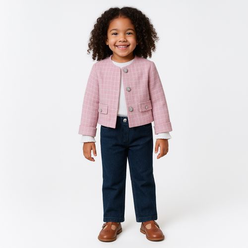Casaco Infantil Feminino Tweed - ROSA