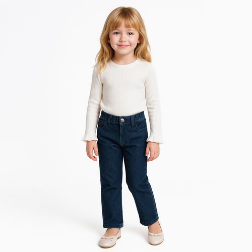 Blusa Tricot Infantil Feminina Manga Longa - OFF WHITE