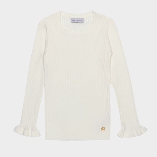 Blusa Tricot Infantil Feminina Manga Longa - OFF WHITE