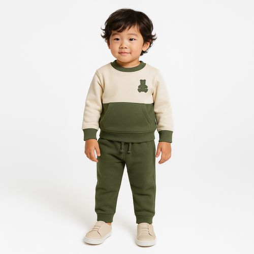 Conjunto Bebê Masculino Sport Fleece Bicolor - VERDE