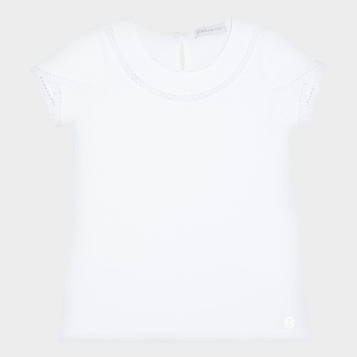 Camiseta Infantil Feminino Silk Egípcio Renda - BRANCO