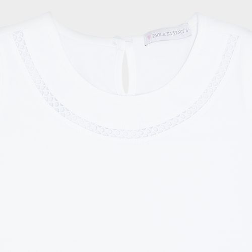 Camiseta Infantil Feminino Silk Egípcio Renda - BRANCO