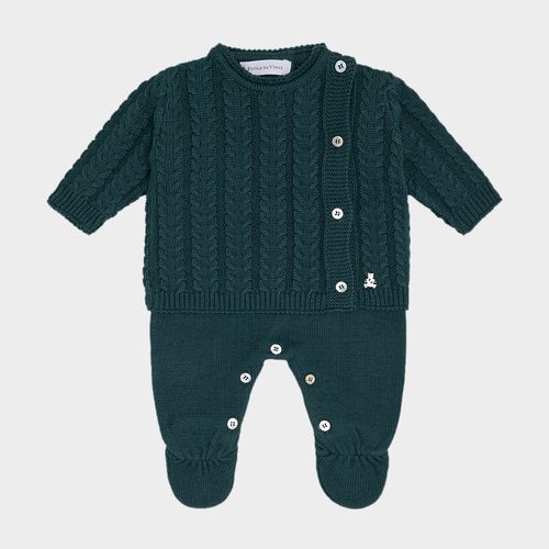 Saída de Maternidade Masculina com Manta Tricot - VERDE ESMERALDA