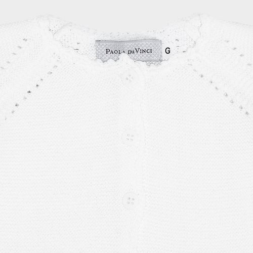 Bolero de Bebê Feminino Tricot Ponto Arroz - BRANCO