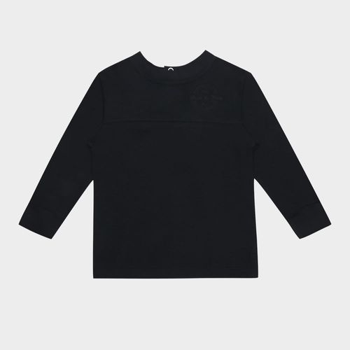 Camiseta de Bebê Masculina Manga Longa Malha Texturizada - PRETO