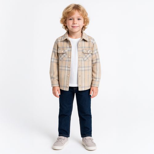Casaco Infantil Masculino em Lã Xadrez - CRU