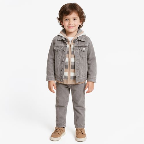 Jaqueta Jeans Infantil Masculina Trincado Trucker - CINZA