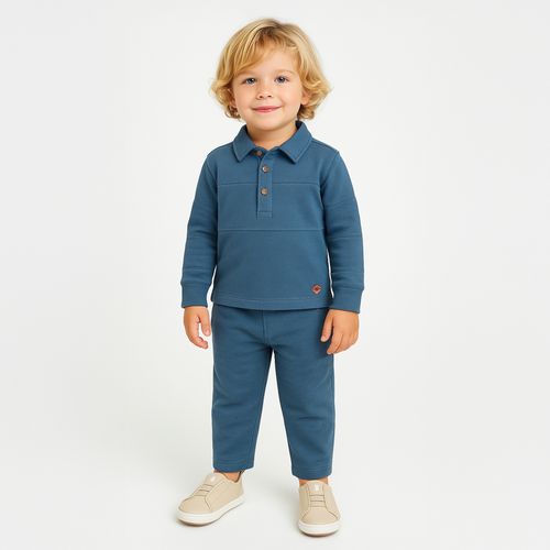 Conjunto Bebê Masculino  Soft Blend Recortes - AZUL JEANS