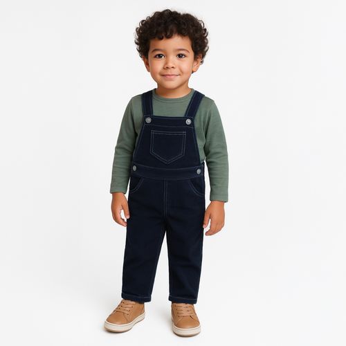 Jardineira Bebê Masculino Veludo - AZUL MARINHO
