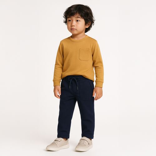 Camiseta Infantil Masculina Manga Longa Malhão Pima - OCRE