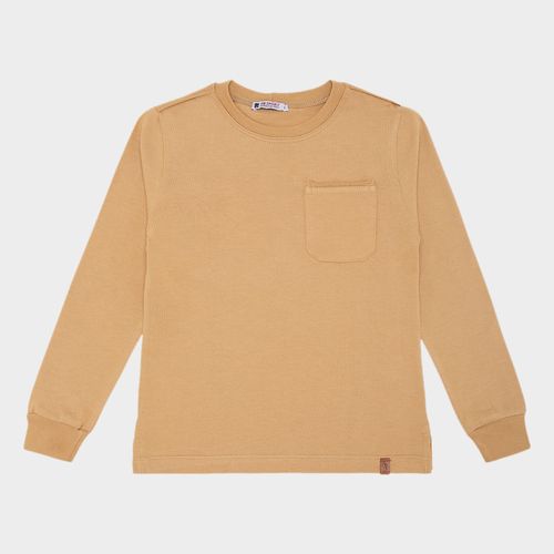 Camiseta Infantil Masculina Manga Longa Malhão Pima - OCRE
