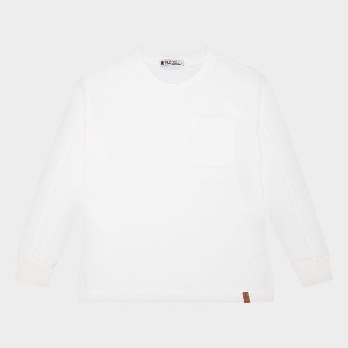 Camiseta Infantil Masculina Manga Longa com Recorte - OFF WHITE