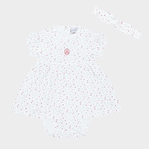 Macacão Vestido de Bebê Feminino em Malha Egípcia Estampa Floral Rose - ROSE