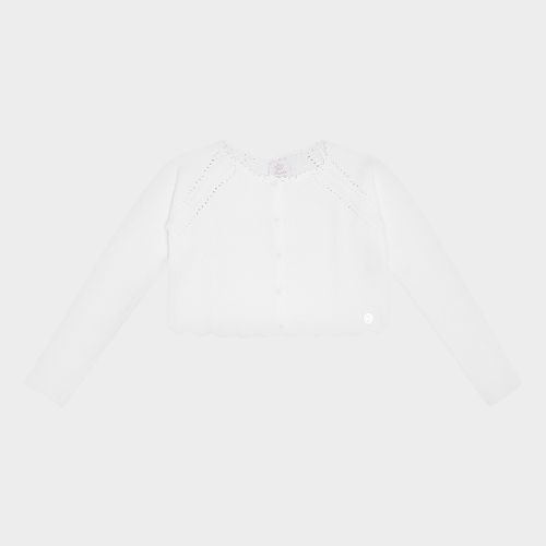 Bolero Infantil Feminino Tricot Ponto Arroz - BRANCO