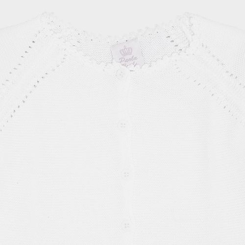 Bolero Infantil Feminino Tricot Ponto Arroz - BRANCO