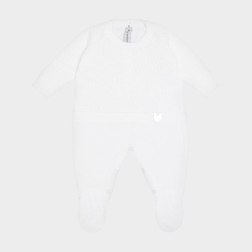 Macacão Bebê Feminino Blusa Falsa Tijolinho - BRANCO
