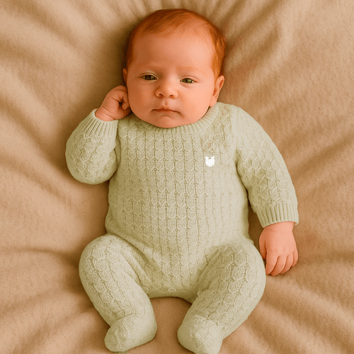 Macacão de Bebê Feminino em Tricot com Ponto Colmeia - ALOE WASH