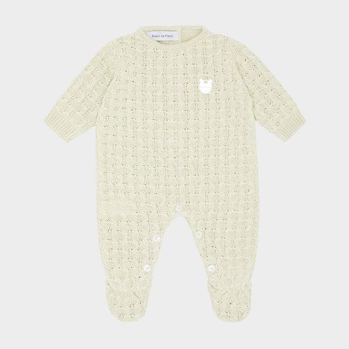 Macacão de Bebê Feminino em Tricot com Ponto Colmeia - ALOE WASH