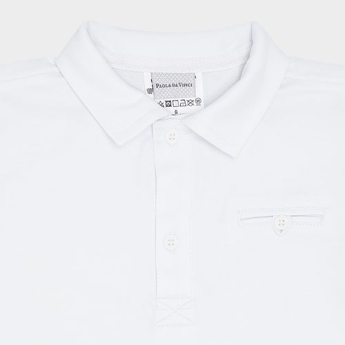Camisa Polo Bebê Masculina Interlock Pima - BRANCO