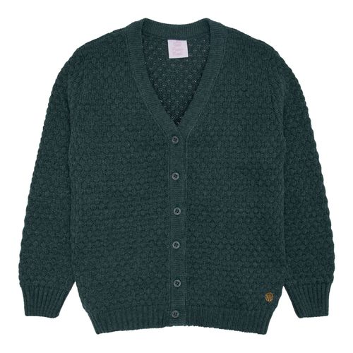 Cardigan Infantil Feminino Tricot Ponto Concha - VERDE