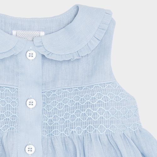 Conjunto Bebê Feminino Puro Linho - AZUL