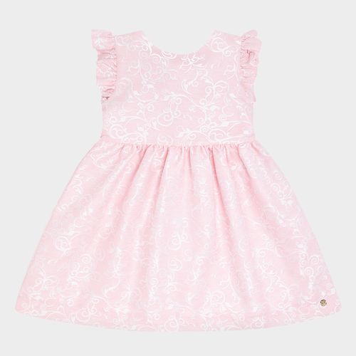 Vestido Infantil Feminino em jacquard Arabescos - ROSA