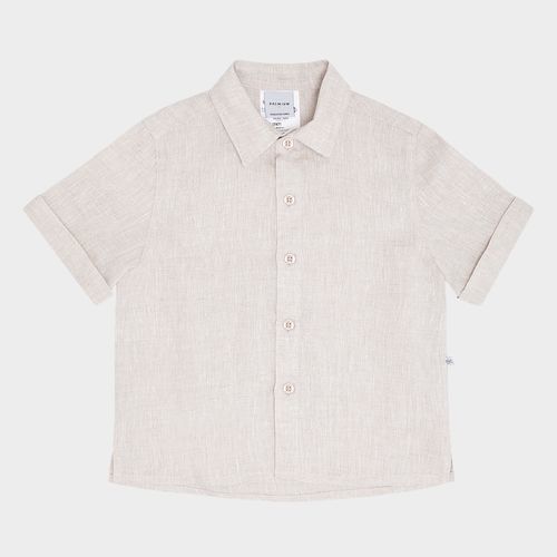 Camisa infantil Masculina Puro linho - KAKI