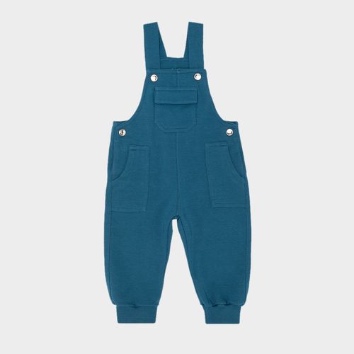 Jardineira Bebê Masculino Compact Fleece com Rib - AZUL