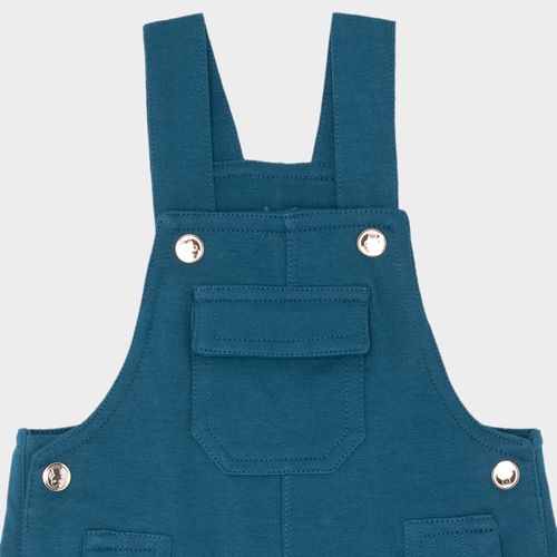 Jardineira Bebê Masculino Compact Fleece com Rib - AZUL