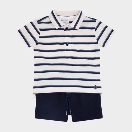 Conjunto Bebê Masculino Malhão Listrado - AZUL MARINHO