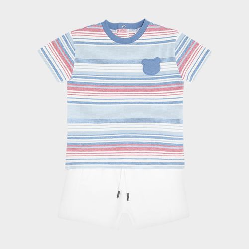 Conjunto Bebê Masculino Piquet Listrado - OFF WHITE
