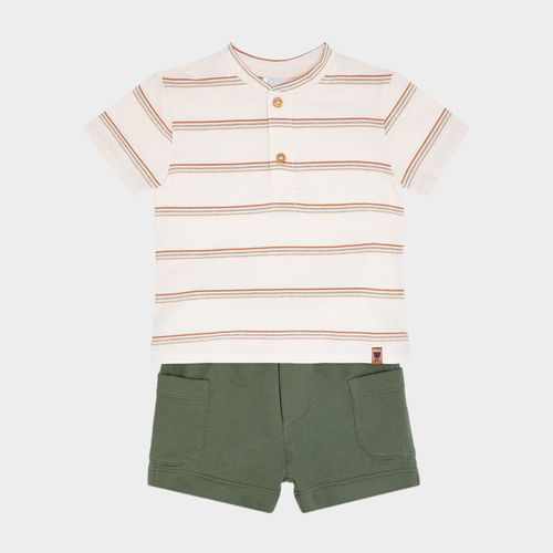Conjunto Bebê Masculino Malha Listrada - VERDE
