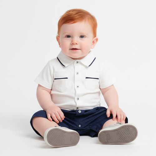 Romper Bebê Masculino Puro Linho - AZUL MARINHO