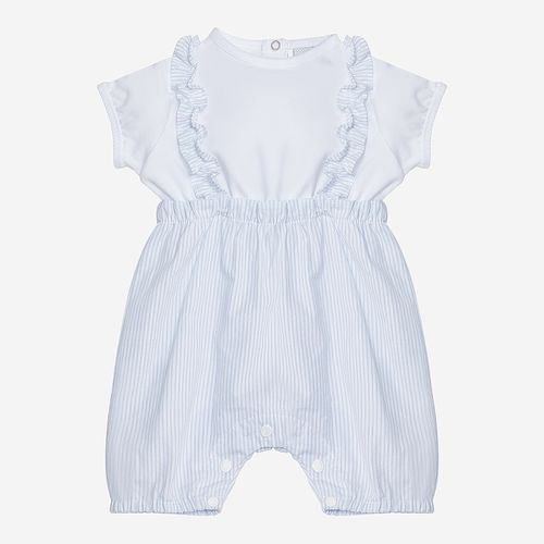 Macacão de Bebê Feminino Curto Algodão Egípcio Anarruga - AZUL BEBE