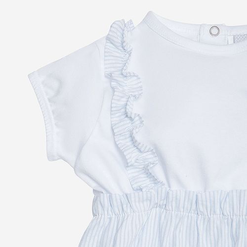 Macacão de Bebê Feminino Curto Algodão Egípcio Anarruga - AZUL BEBE