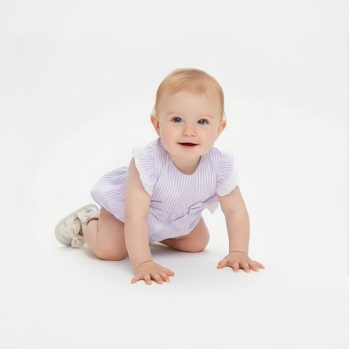 Romper Bebê Feminino Listrado com Laços - LILAS