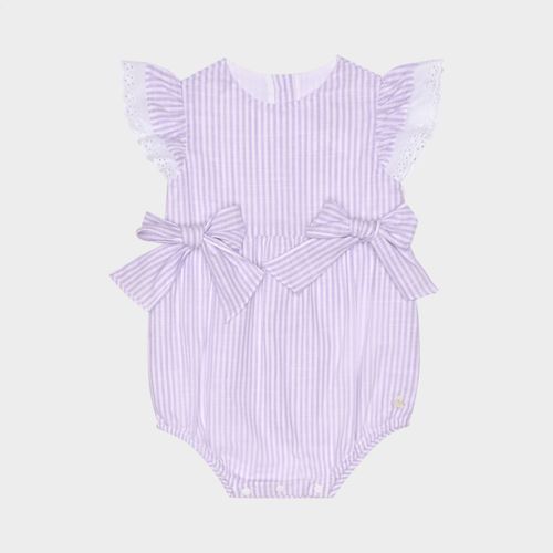 Romper Bebê Feminino Listrado com Laços - LILAS