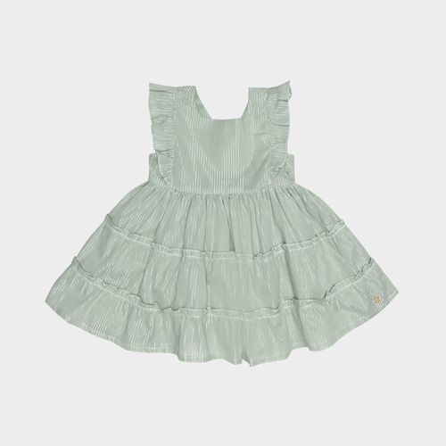Vestido Bebê Feminino Rick Metallic Decote em V nas Costas - VERDE